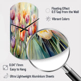 Garden Of Tulips - Asymmetric Metal Wall Clock