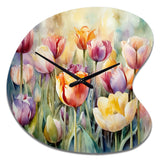 Garden Of Tulips - Asymmetric Metal Wall Clock