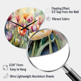Garden Of Tulips - Asymmetric Metal Wall Clock
