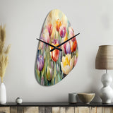 Garden Of Tulips - Asymmetric Metal Wall Clock