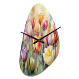 Garden Of Tulips - Asymmetric Metal Wall Clock