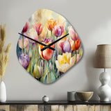 Garden Of Tulips - Asymmetric Metal Wall Clock