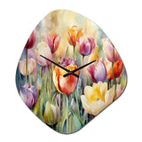 Garden Of Tulips - Asymmetric Metal Wall Clock