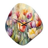 Garden Of Tulips - Asymmetric Metal Wall Clock