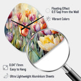 Garden Of Tulips - Asymmetric Metal Wall Clock
