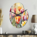 Garden Of Tulips - Asymmetric Metal Wall Clock