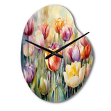 Garden Of Tulips - Asymmetric Metal Wall Clock