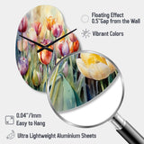Garden Of Tulips - Asymmetric Metal Wall Clock