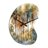 Green Palm Tree Paradise III - Asymmetric Metal Wall Clock