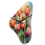 Orange Serenade Of Tulips - Asymmetric Metal Wall Clock