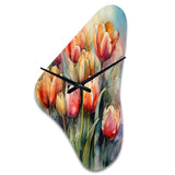 Orange Serenade Of Tulips - Asymmetric Metal Wall Clock