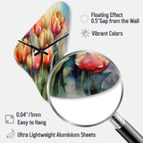 Orange Serenade Of Tulips - Asymmetric Metal Wall Clock