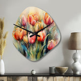 Orange Serenade Of Tulips - Asymmetric Metal Wall Clock