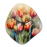 Orange Serenade Of Tulips - Asymmetric Metal Wall Clock