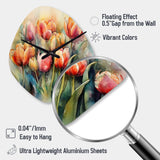 Orange Serenade Of Tulips - Asymmetric Metal Wall Clock