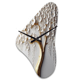 White Orchid Tree Garden Of Branches II - Asymmetric Metal Wall Clock