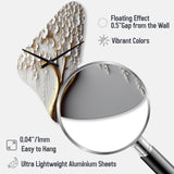White Orchid Tree Garden Of Branches II - Asymmetric Metal Wall Clock
