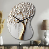 White Orchid Tree Garden Of Branches II - Asymmetric Metal Wall Clock