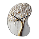 White Orchid Tree Garden Of Branches II - Asymmetric Metal Wall Clock
