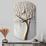 White Orchid Tree Garden Of Branches II - Asymmetric Metal Wall Clock