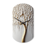 White Orchid Tree Garden Of Branches II - Asymmetric Metal Wall Clock