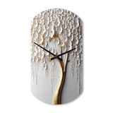 White Orchid Tree Garden Of Branches II - Asymmetric Metal Wall Clock