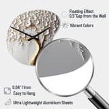 White Orchid Tree Garden Of Branches II - Asymmetric Metal Wall Clock