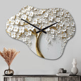 White Orchid Tree Garden Of Branches III - Asymmetric Metal Wall Clock