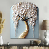 White Orchid Tree Garden Of Branches VI - Asymmetric Metal Wall Clock