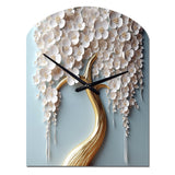 White Orchid Tree Garden Of Branches VI - Asymmetric Metal Wall Clock