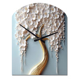 White Orchid Tree Garden Of Branches VI - Asymmetric Metal Wall Clock
