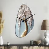 White Orchid Tree Garden Of Branches VI - Asymmetric Metal Wall Clock
