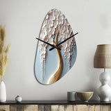 White Orchid Tree Garden Of Branches VI - Asymmetric Metal Wall Clock