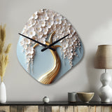 White Orchid Tree Garden Of Branches VI - Asymmetric Metal Wall Clock