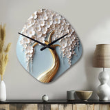 White Orchid Tree Garden Of Branches VI - Asymmetric Metal Wall Clock