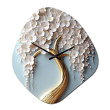 White Orchid Tree Garden Of Branches VI - Asymmetric Metal Wall Clock