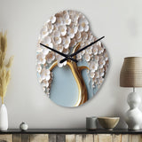 White Orchid Tree Garden Of Branches VI - Asymmetric Metal Wall Clock