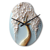 White Orchid Tree Garden Of Branches VI - Asymmetric Metal Wall Clock