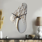 White Orchid Tree Garden Of Branches VII - Asymmetric Metal Wall Clock