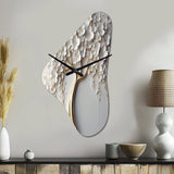 White Orchid Tree Garden Of Branches VII - Asymmetric Metal Wall Clock