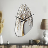White Orchid Tree Garden Of Branches VII - Asymmetric Metal Wall Clock