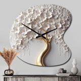 White Orchid Tree Garden Of Branches VIII - Asymmetric Metal Wall Clock