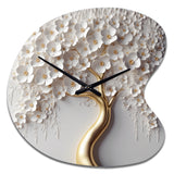 White Orchid Tree Garden Of Branches VIII - Asymmetric Metal Wall Clock