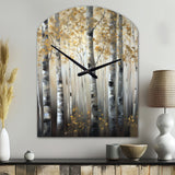 Birch Tree Forest Wonderland V - Asymmetric Metal Wall Clock