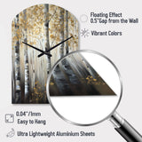 Birch Tree Forest Wonderland V - Asymmetric Metal Wall Clock