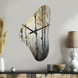 Birch Tree Forest Wonderland V - Asymmetric Metal Wall Clock