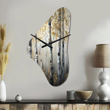 Birch Tree Forest Wonderland V - Asymmetric Metal Wall Clock