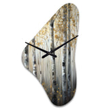 Birch Tree Forest Wonderland V - Asymmetric Metal Wall Clock