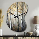 Birch Tree Forest Wonderland V - Asymmetric Metal Wall Clock