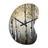 Birch Tree Forest Wonderland V - Asymmetric Metal Wall Clock